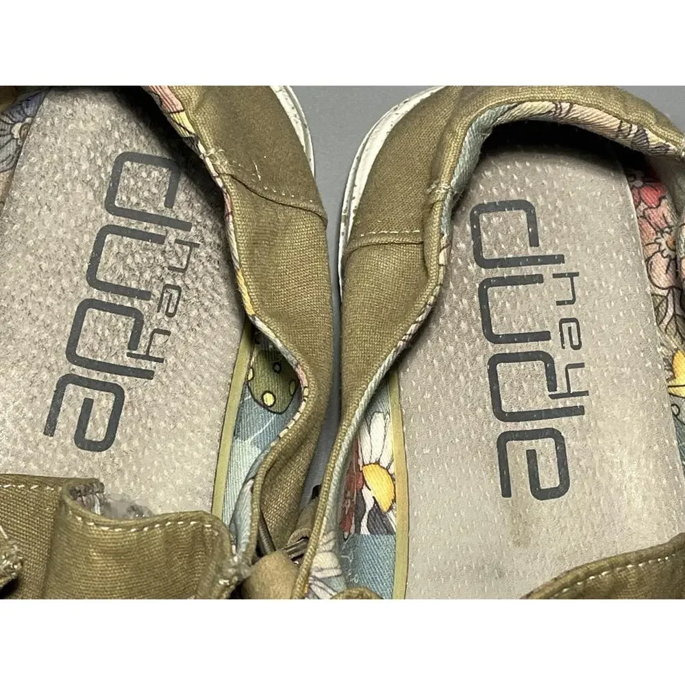 Hey Dude Wendy Shoes Womens Size 10 Beige‎ Canvas Slip On Walking Comfort Floral